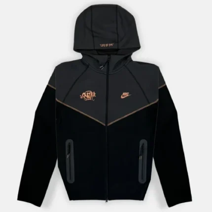 Bronze Central Cee Syna World X Nike Tech Fleece Zip-Up Hoodie Black